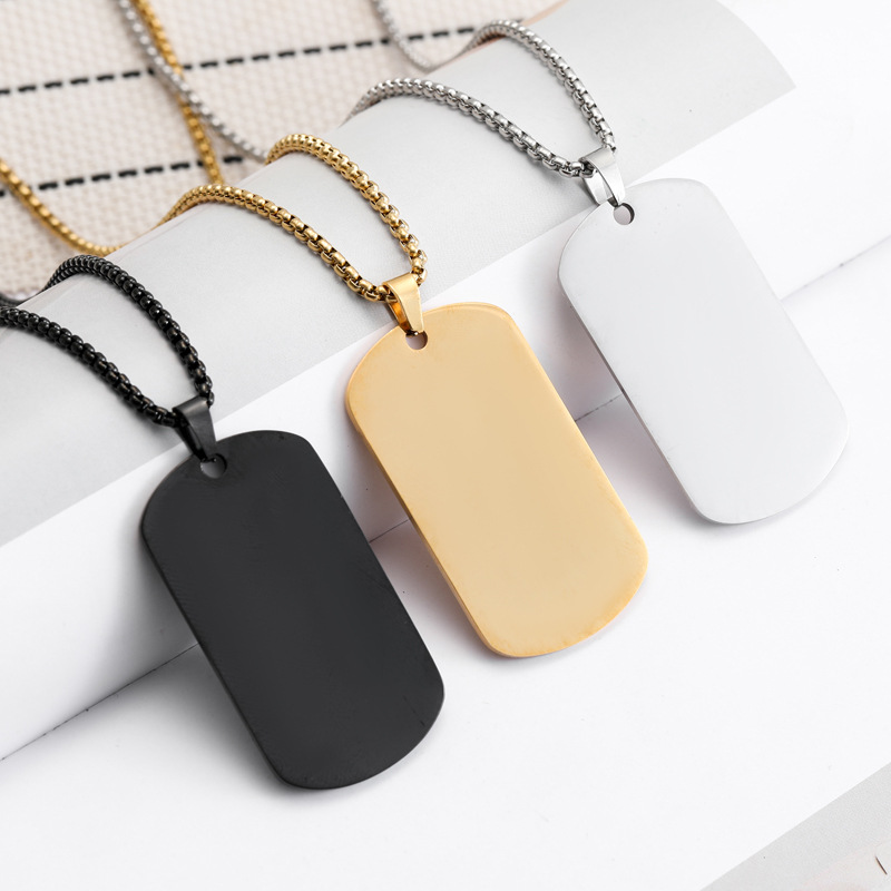 Mens Dog Tag Necklace - HNSP Liontin Segel Baja Tahan Karat