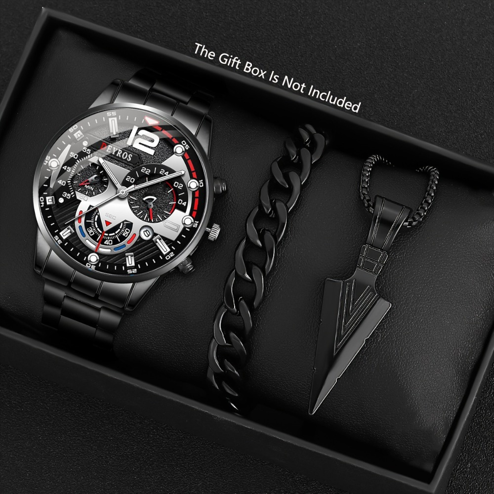 Best Jewelry Watches For Men - Jam Tangan Pria Modis 3 Buah/Set