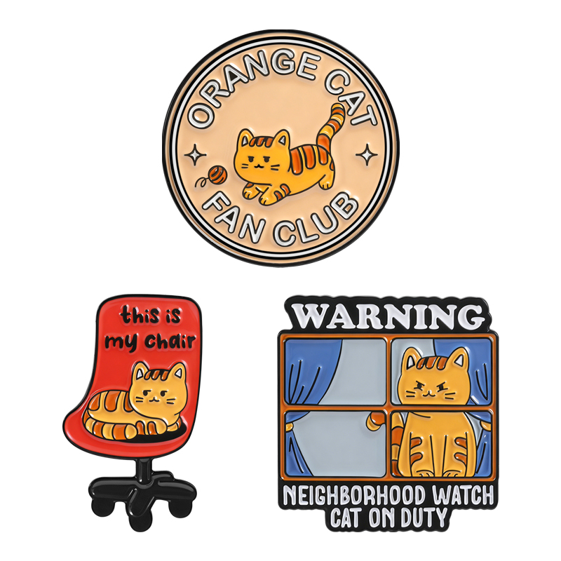 Jewelry Watches For Kids - Pin Enamel Klub Penggemar Kucing Oranye,