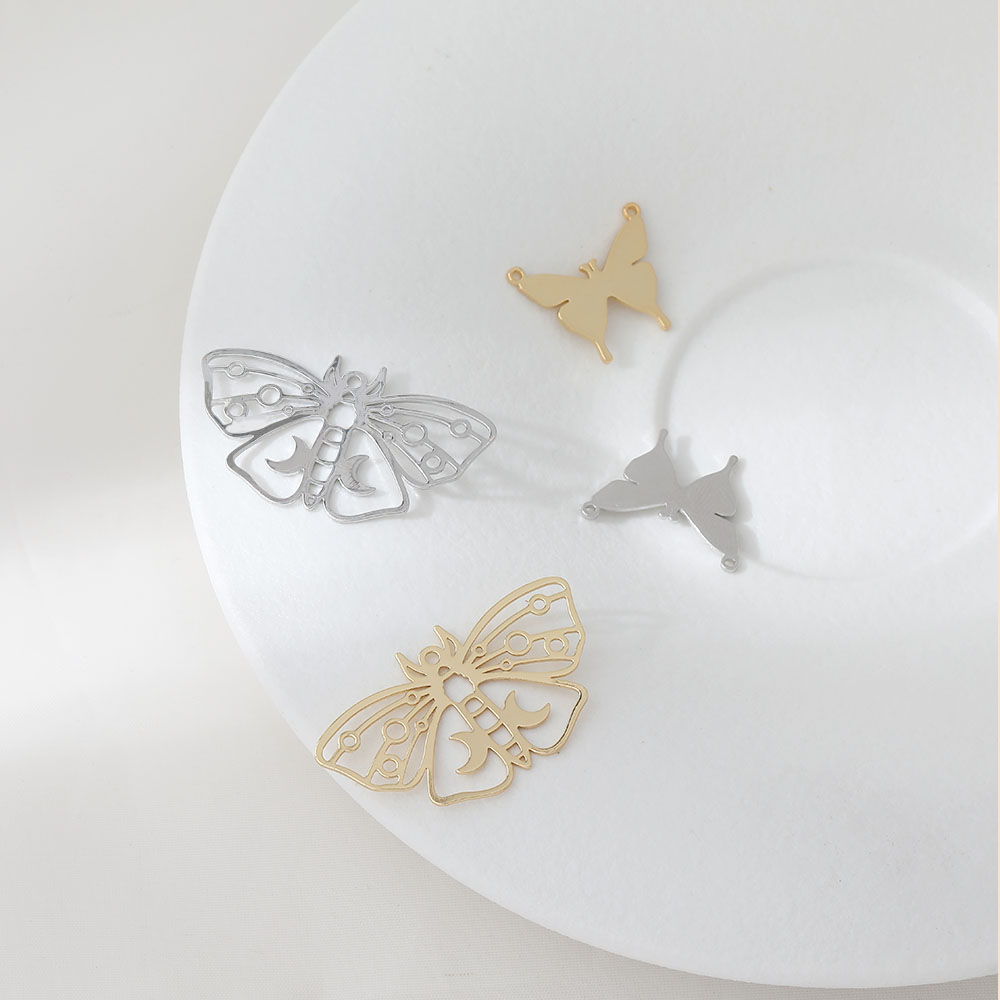 6 Buah 14K Lembaran Berlapis E - Butterfly Pendant Necklace ulasan dan harga