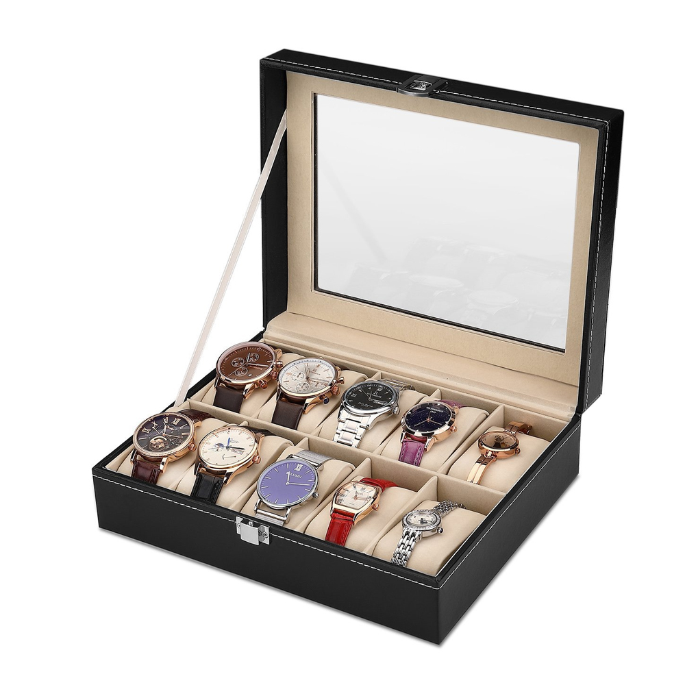 10-bit kulit PU abu-abu flanel - Best Jewelry Watches For Men ulasan dan harga