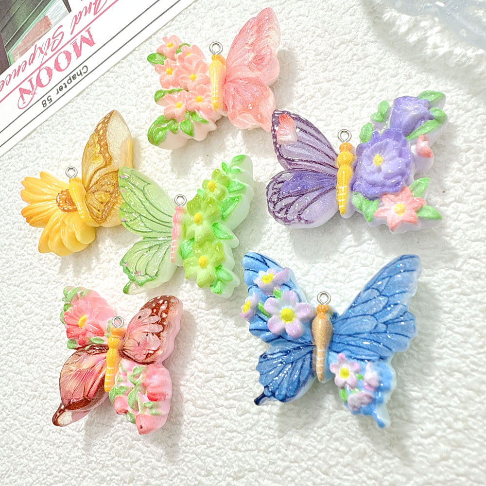 10 Buah Liontin Resin Kupu-kup - Butterfly Pendant Necklace ulasan dan harga