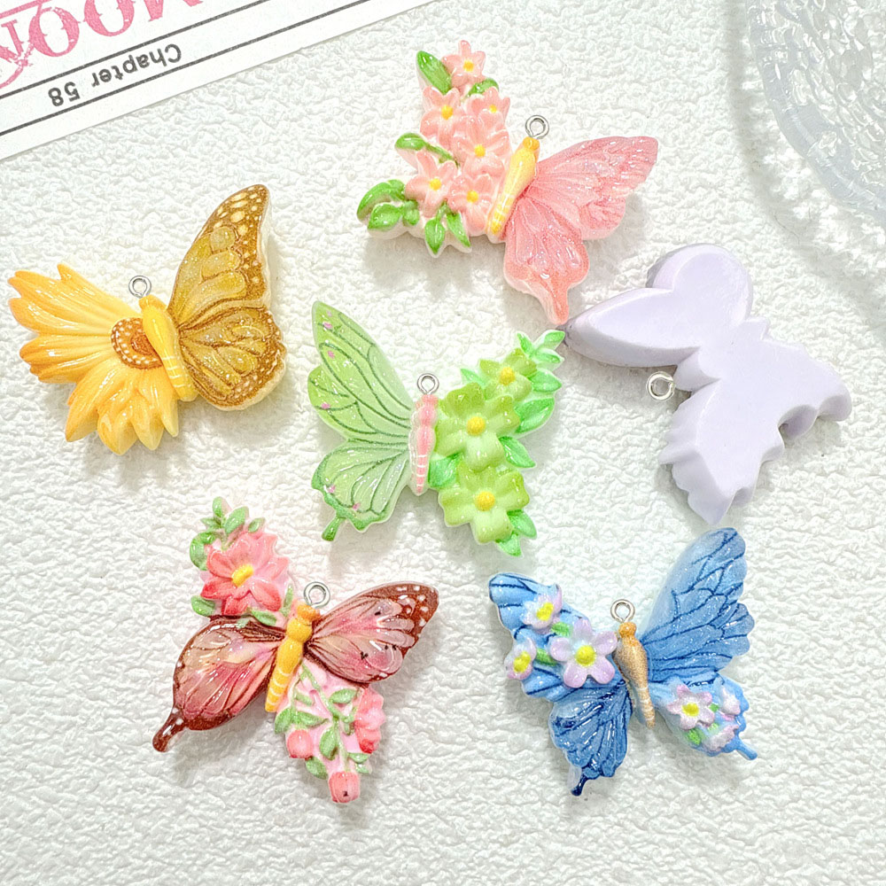 10 Buah Liontin Resin Kupu-kup - Butterfly Pendant Necklace ulasan dan harga