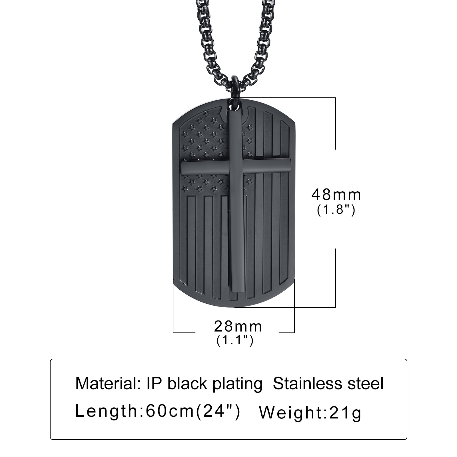 Kalung Salib Hitam untuk Pria, - Mens Dog Tag Necklace ulasan dan harga