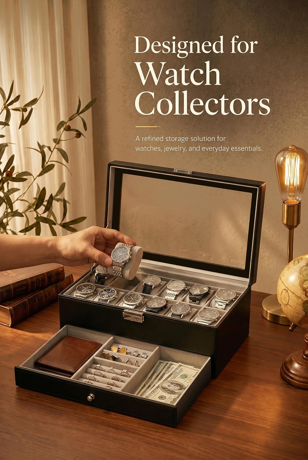 Kotak Penyimpanan Jam Tangan u - Jewelry Box With Watches ulasan dan harga
