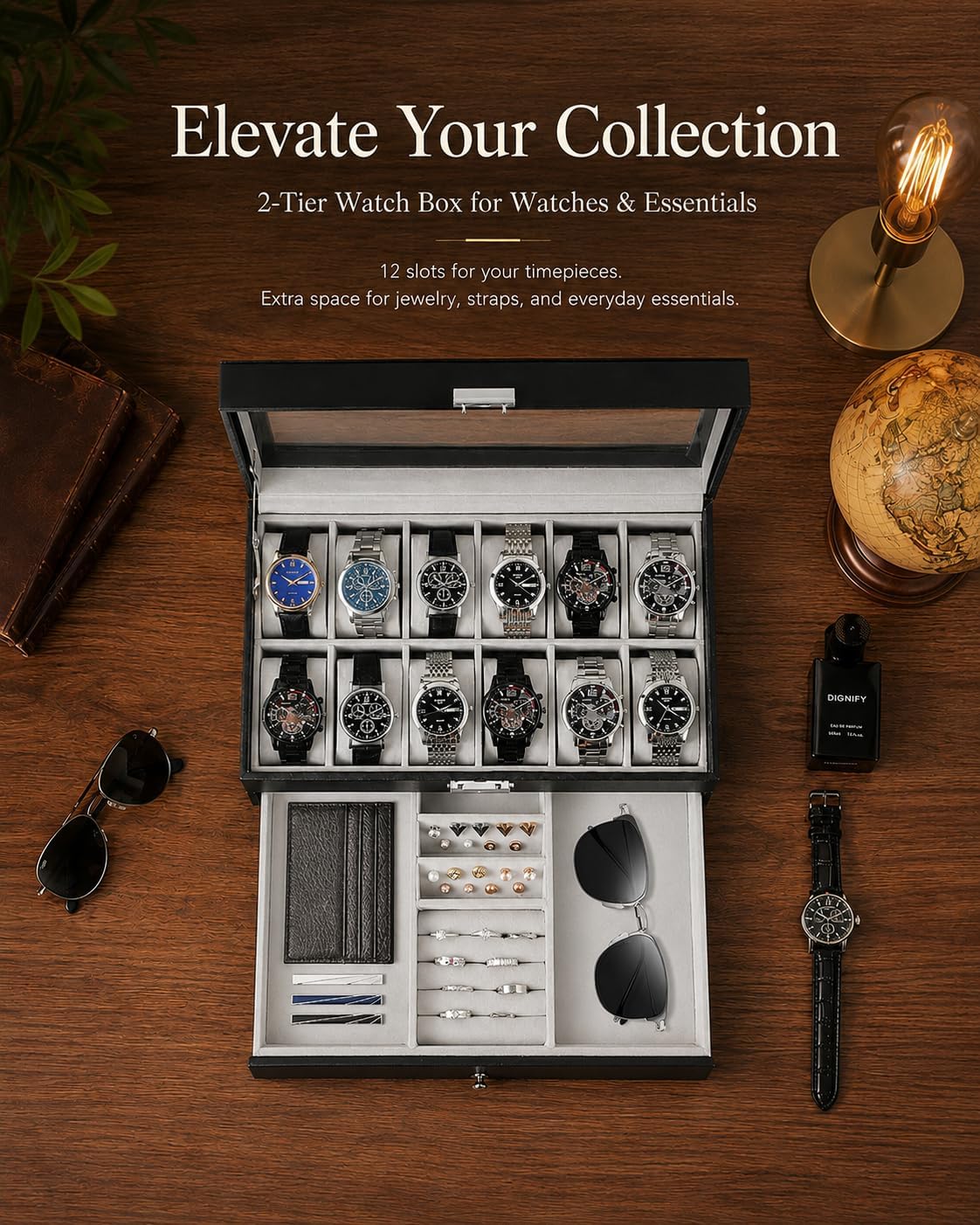 Kotak Penyimpanan Jam Tangan u - Jewelry Box With Watches ulasan dan harga