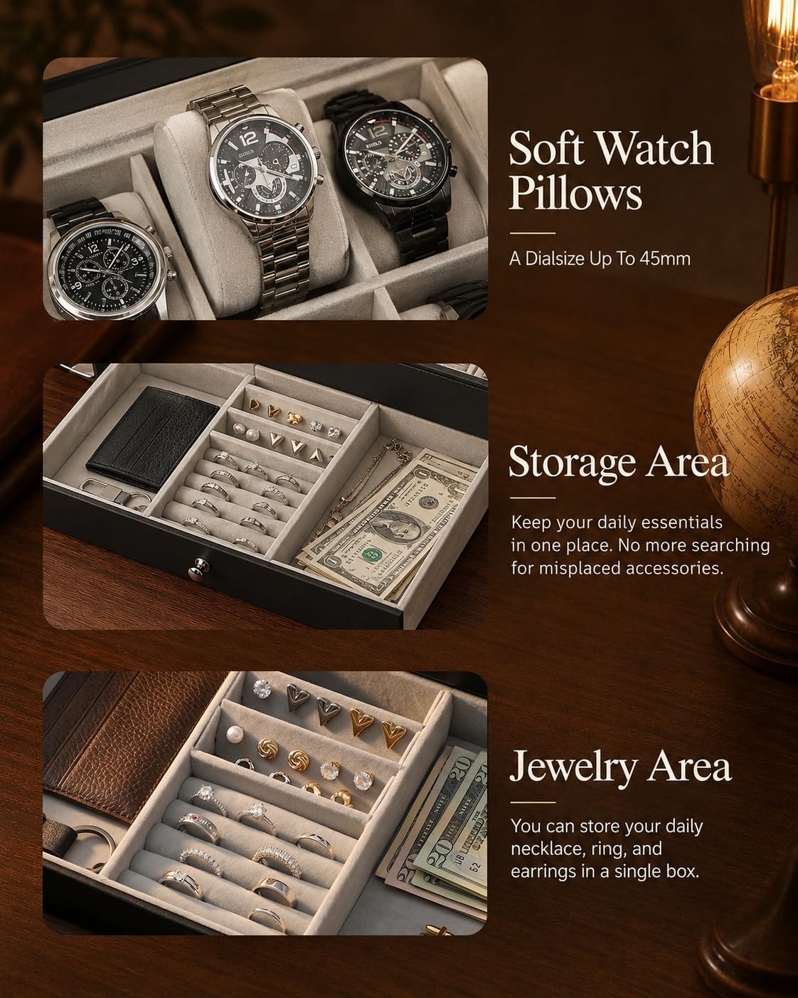 Kotak Penyimpanan Jam Tangan u - Jewelry Box With Watches ulasan dan harga